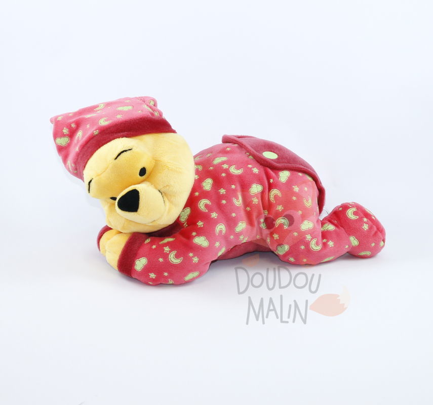  winnie lourson peluche allongée luminescente rouge 
